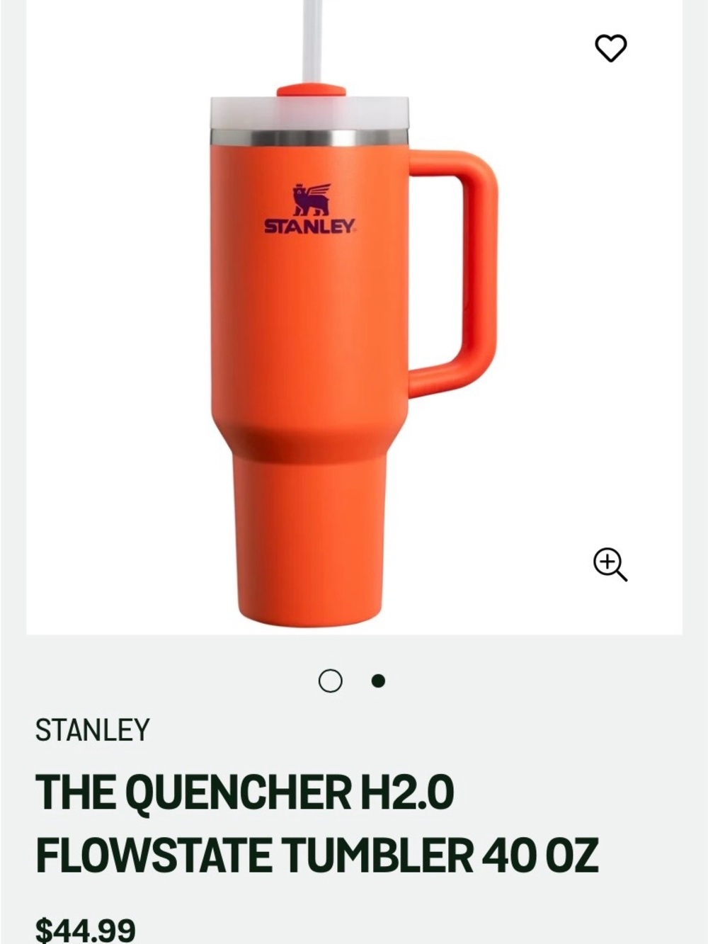 NWT Stanley Orange Insulated Quencher Tumbler